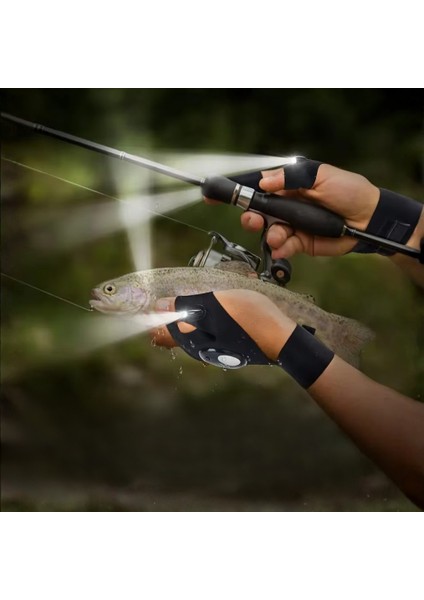 LED Işıklı Çift El Tamirci ve Balıkçı Eldiveni