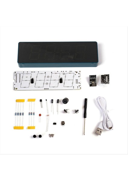 Dıy Kit Dijital Rgb Renkli LED Çalar Saat 4digit Tarih Sıcaklık Saati Lehek Proje Uygulaması B (Yurt Dışından)