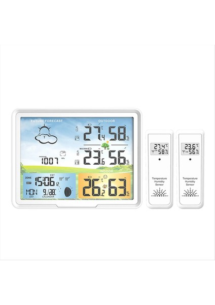 Hava Istasyonu Saatleri Kablosuz Dijital Termometre Higometre Tahmin Takvimleri Ay Faz Snooze Çalar Saat PT20B (Yurt Dışından)