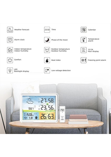 Hava Istasyonu Saatleri Kablosuz Dijital Termometre Higometre Tahmin Takvimleri Ay Faz Snooze Çalar Saat PT20B (Yurt Dışından) fiyatları