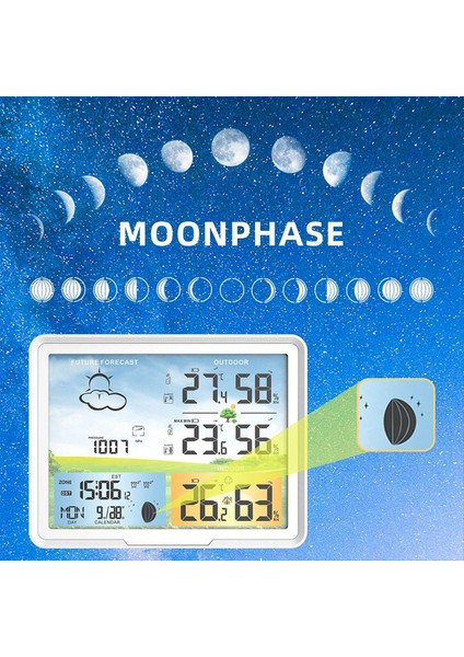Hava Istasyonu Saatleri Kablosuz Dijital Termometre Higometre Tahmin Takvimleri Ay Faz Snooze Çalar Saat PT20B (Yurt Dışından) modelleri
