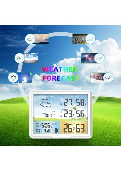 Hava Istasyonu Saatleri Kablosuz Dijital Termometre Higometre Tahmin Takvimleri Ay Faz Snooze Çalar Saat PT20B (Yurt Dışından) indirimleri