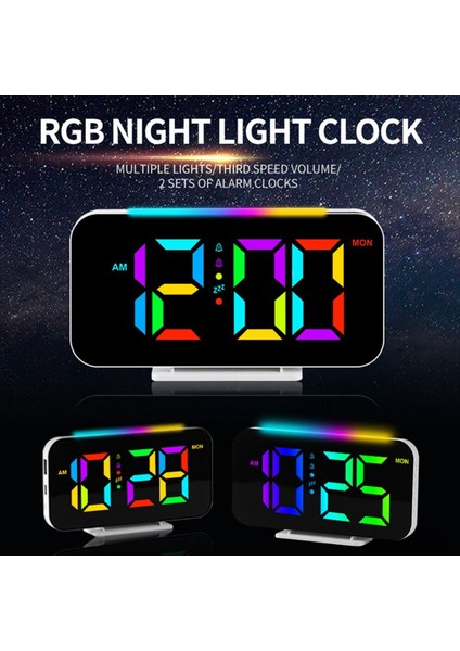 LED Dijital Saat Rgb Ekran Çalar Saat Ortam Aydınlatma Gece Lambası LED Zaman Ekran Masaüstü Saat-B (Yurt Dışından) fiyatları