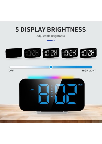 LED Dijital Saat Rgb Ekran Çalar Saat Ortam Aydınlatma Gece Lambası LED Zaman Ekran Masaüstü Saat-B (Yurt Dışından) modelleri