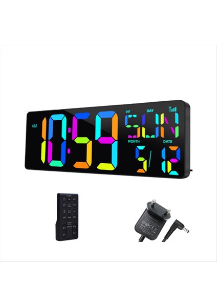 Büyük Dijital Duvar Saati 16 5 Inç Bluetooth Otomatik Zaman Senkronizasyonu LED Dijital Saat Ekran Takvim Saati Ab Fiş (Yurt Dışından) modelleri