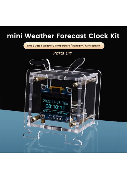 Mini Saat Dıy Kiti OLED 2 4g Wifi Zaman Sıcaklığı Nem Tarih Haftası Hava Tahmin Göstergesi Dc 5V Saat (Yurt Dışından) fiyatları