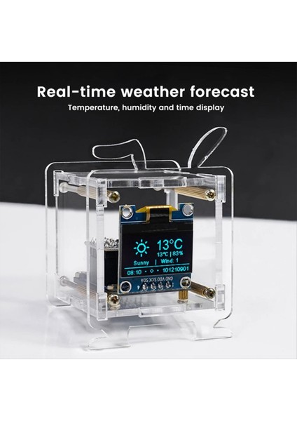 Mini Saat Dıy Kiti OLED 2 4g Wifi Zaman Sıcaklığı Nem Tarih Haftası Hava Tahmin Göstergesi Dc 5V Saat (Yurt Dışından) modelleri