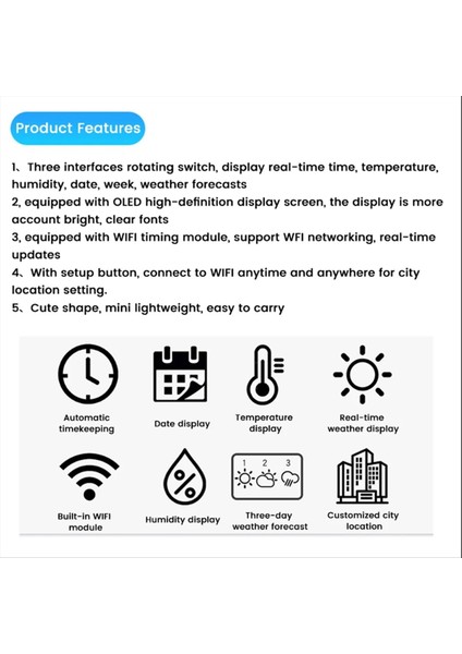 Mini Saat Dıy Kiti OLED 2 4g Wifi Zaman Sıcaklığı Nem Tarih Haftası Hava Tahmin Göstergesi Dc 5V Saat (Yurt Dışından) indirimleri