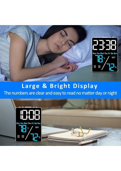 Dijital Oda Termometre Higrometre Çalar Saat Masa Iç Mekan Nem ve LED Ekranlı Sıcaklık Ölçümü Için (Yurt Dışından) modelleri