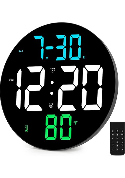 Dijital Duvar Saati Büyük Ekran 9 Inç Büyük Ekranlı Büyük Dijital Saat 4 Seviye Parlaklık Uzaktan Kumanda Tarih (Yurt Dışından)