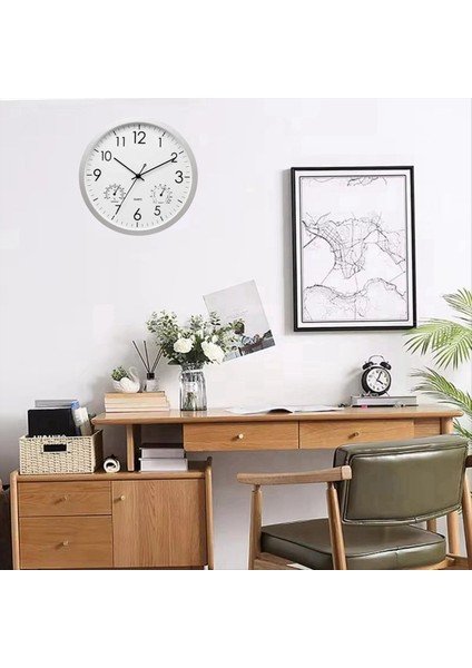 Termometre ve Higometre ile Dekoratif Yuvarlak Açık Saati Büyük Duvar Saati Zarif Retro Sessiz Saat (Yurt Dışından) fiyatları