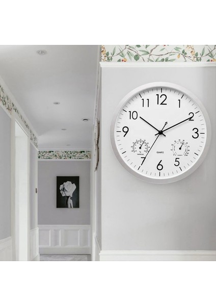 Termometre ve Higometre ile Dekoratif Yuvarlak Açık Saati Büyük Duvar Saati Zarif Retro Sessiz Saat (Yurt Dışından) indirimleri
