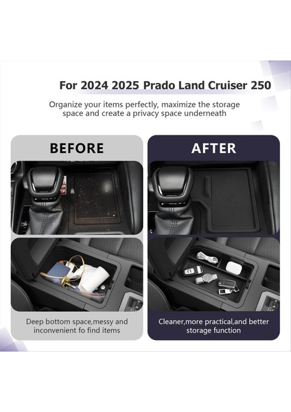 Toyota Land Cruiser Için 250 Prado LC250 2024 Lhd Merkez Konsolu Organizatör Saklama Kutusu Tepsisi ve Kablosuz Şarj Mat (Yurt Dışından) fırsatları