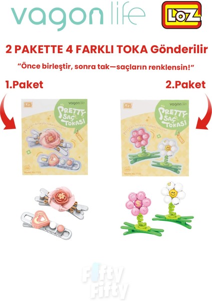 4'lü Saç Toka Seti Önce Birleştir,sonra Tak (2 Paket 4 Adet Gönderilir) Yapı Toka Seti Ff
