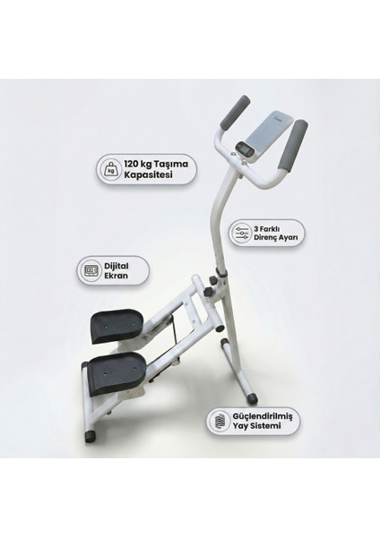 Ev Tipi Dikey Tırmanma Aleti 2 – Yağ Yakıcı, Sessiz, Katlanabilir, Dijital Ekranlı Kardiyo Makinesi