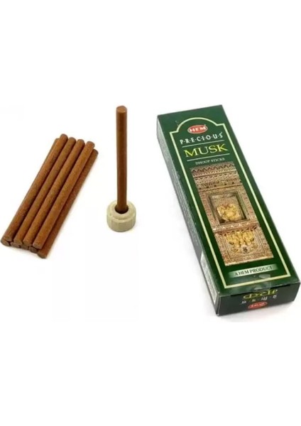 Precious Musk Dhoop Organik Tütsü Seti (12’li) – Oryantal Misk Aroması, 70 Dk Yanış