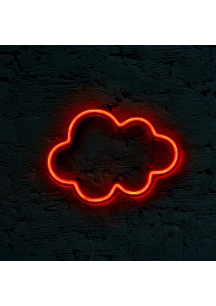 Bulut Neon LED 3D Baskı Kırmızı 25 Cm.
