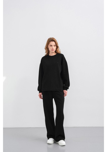 Siyah Kadın Oversize Pike Dokulu Bol Paça Alt-Üst Takım fiyatları