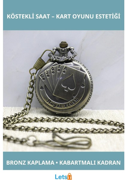 Oyun Kartı Tasarımlı Nostaljik Köstekli Saat
