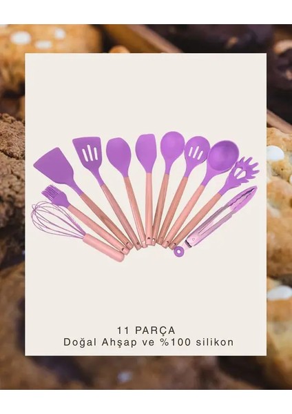 Bambu Saplı Silikon 11 Parça Mutfak Seti