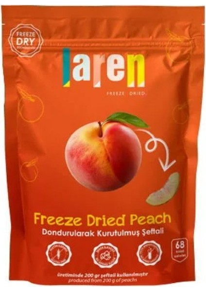 Laren Freeze Dry Şeftali Dondurularak Kurutulmuş Meyve ve Atıştırmalık (15 Gr)