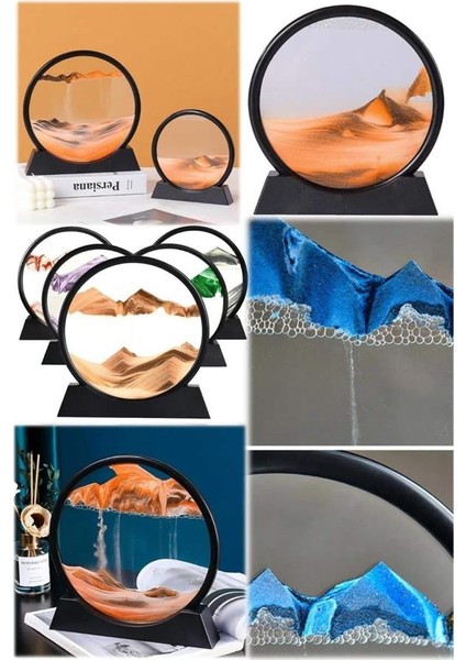 7 Inç Mavi Orta Boy Dekoratif Yuvarlak Şık Kum Tablosu Modern Dekoratif Süs - FEİ1981-2945 fırsatları