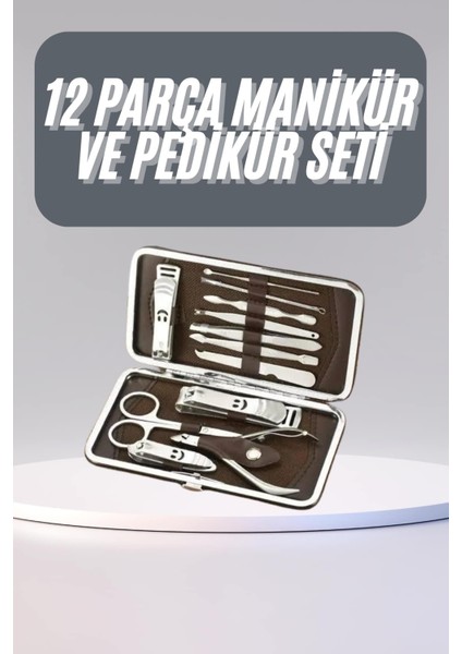 12 Parça Manikür Pedikür Seti Tırnak Bakımı Nasır Temizleme El Ayak Bakımı - FEİ6762-8472