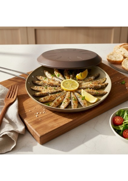 Granit Kaplama 33 cm Çift Taraflı Balık, Et ve Tavuk Pişirme Tavası indirimleri