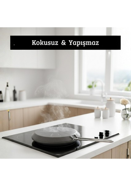 Granit Kaplama 33 cm Çift Taraflı Balık, Et ve Tavuk Pişirme Tavası