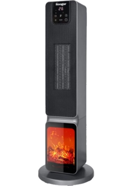 German OLED Grey Series Şömineli Ekran Dijital Göstergeli Fanlı Kule Tipi Seramik Isıtıcı Uzaktan Kumandalı modelleri