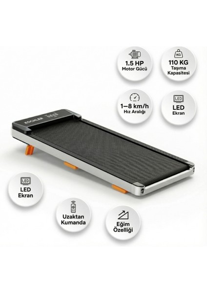 Premium Eğim Ayarlı Yürüyüş ve Koşu Bandı - 1.5 Hp, LCD Gösterge, 110 kg Kapasite modelleri