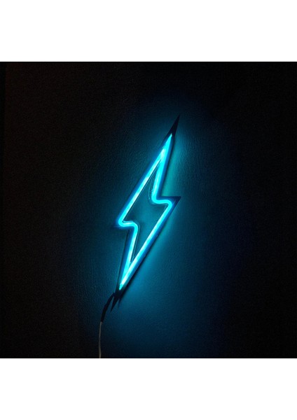 Yıldırım Şimşek Neon LED 3D Baskı Buzmavi