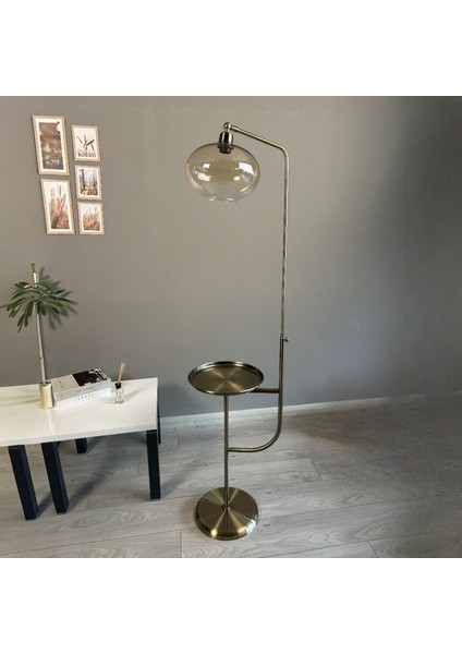 Solvia Cam Bal Rengi Eskitme Düz Gövde Tepsili Lambader Modern Oturma Odası modelleri