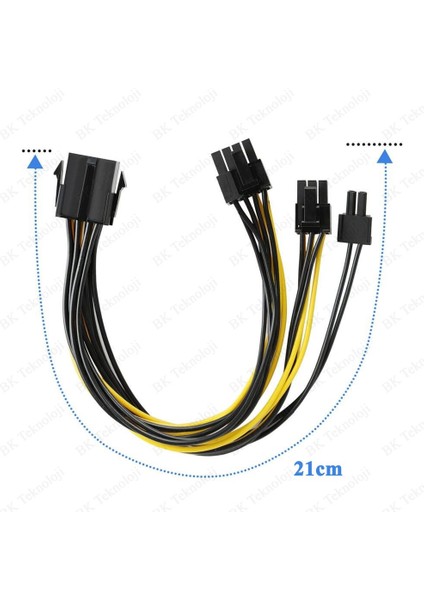 Pcı-E 8 Pin Dişi - 2 x 8 Pin (6+2) Erkek Ekran Kartı Kablo Çoklayıcı