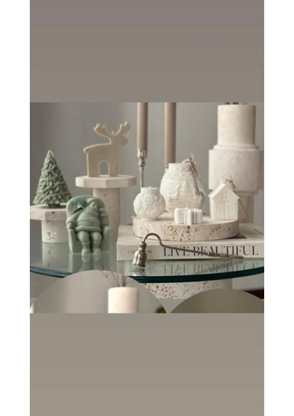 Candle Yeniyıl Çam Ağaç +Geyik+Buyuk Coin +Küçük Coin+Noel Baba +Kartanesi Tolam 6 Parça