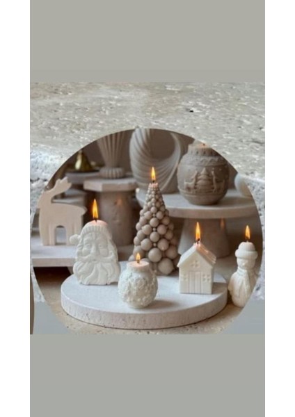 Candle Yeniyıl Noelbaba+Coin +Topağaç +Kardan Adam+Buyuk Coin+Geyik Toplam 6 Parça