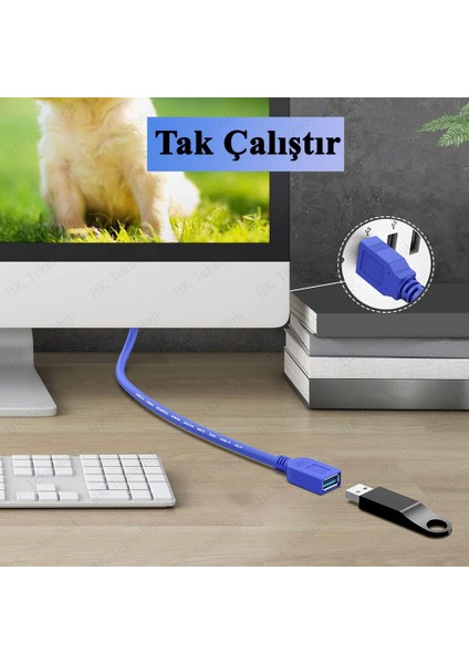 Yüksek Hızlı USB 3.0 Uzatma Kablosu Erkek - Dişi 5 Metre