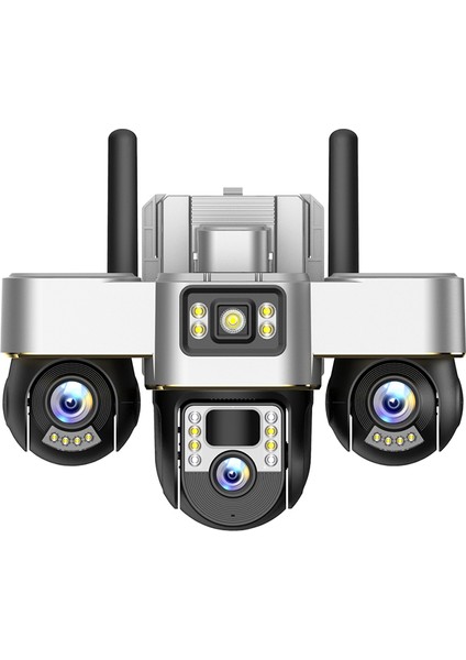 3 Lens Ptz 6mp Güneş Enerjili Güvenlik Kamerası - Full Renkli Gece Görüş & Iki Yönlü Konuşma - Sım Kart Desteği - 7/24 Kayıt