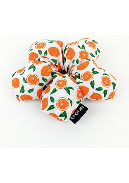 El Yapımı Portakal Desenli Beyaz Çiçek Scrunchie Topuz Tokası indirimleri