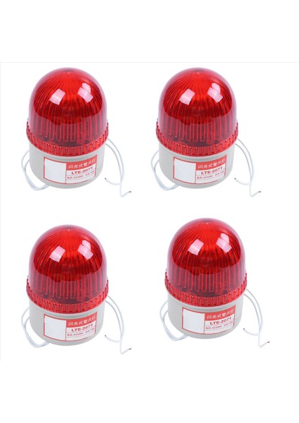 4x Ac 220V 15W Kırmızı Işık Endüstriyel Sinyal Kulesi Flaş Uyarı Lambası (Yurt Dışından)