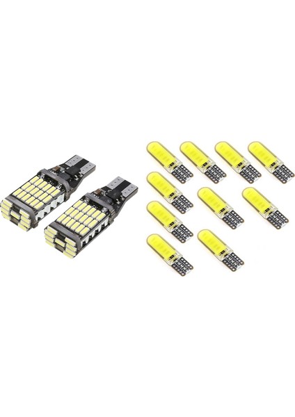 10PCS T10 W5W Cob LED Araç Otomatik Iç Yan Park Ampul Kubbe Işık Lambası ve 2pcs T15 W16W LED Yedek Ampul (Yurt Dışından)
