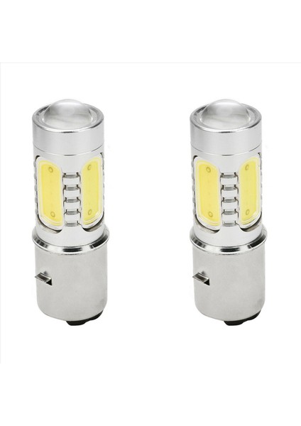 2x Motosiklet Far 12V H6 BA20D 4 Cob LED Beyaz Ampul Işığı Moped Atv Farına Uygun (Yurt Dışından)