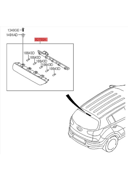 Araba Seviye Montaj Ek LED Arka Fren Işığı Arka Üçüncü Fren Işığı Kia Sportage 2011-2014 92700-3W100 (Yurt Dışından) fiyatları