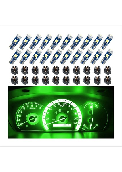 20PCS T5 Araba Gösterge Paneli Paneli Göstergesi Göstergesi Için LED Işıklar 3030-3SMD Işık Değiştirme Bükümlü Kilidi - Yeşil (Yurt Dışından) fiyatları