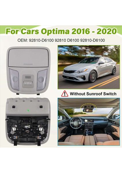 92810-D6100 Araba Çatı Okuma Kia Optima 2016-2020 Için Hafif Gözlük Kasası (Sunroof Switch Olmadan) (Yurt Dışından) fırsatları