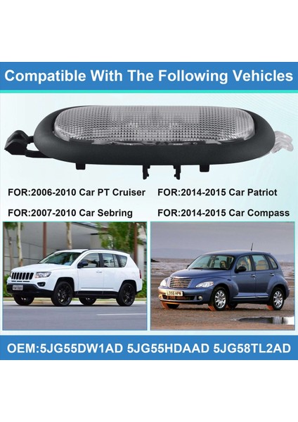 Arka Çatı Kubbesi Işık Okuma Harita Lambası 5JG55DW1AD 5JG55HDAAD 5JG58TL2AD Jeep Patriot Pusula Chrysler Sebring Siyah (Yurt Dışından) fırsatları
