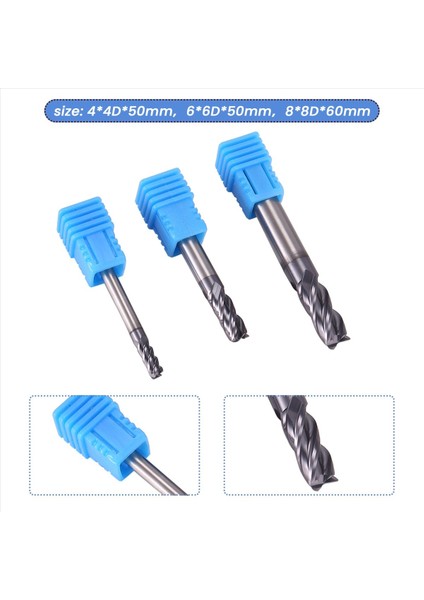 3pcs 4 6 8 mm Karbür Uç Değirmen 4 Flüt Mill Set Freze Kesici Takım Kiti Cnc Karbür Freze Kesici Spiral Yönlendirici Bitleri (Yurt Dışından) fırsatları