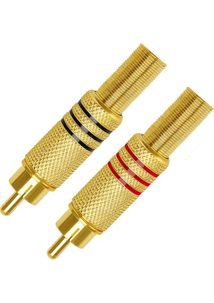 Lehimlenebilir Renk Kodlu Metal Rca Tos Ses Video Erkek Tamir Fişi - 2 Adet