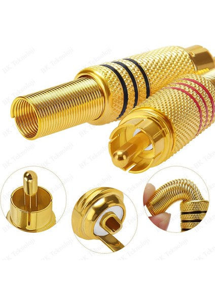 Lehimlenebilir Renk Kodlu Metal Rca Tos Ses Video Erkek Tamir Fişi - 2 Adet modelleri