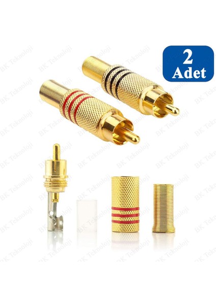 Lehimlenebilir Renk Kodlu Metal Rca Tos Ses Video Erkek Tamir Fişi - 2 Adet fırsatları